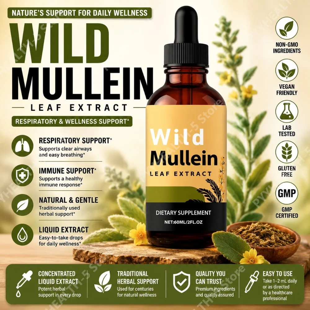 Herbal Wellness Supplement - Gotas de Folha de Mullein com