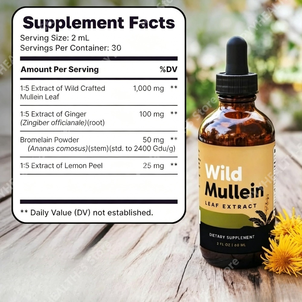 Gotas de Folha de Mullein com  - Herbal Wellness Supplement avaliação e preço