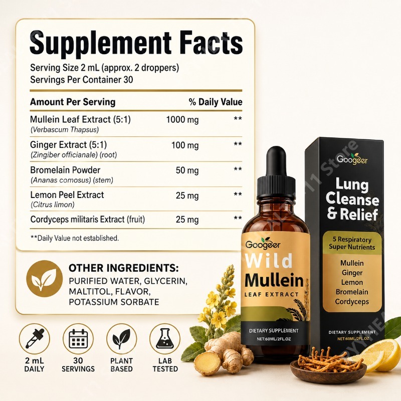 Gotas Líquidas de Mullein, Mis - Herbal Wellness Supplement avaliação e preço